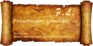 Petschinger Leonidász névjegykártya